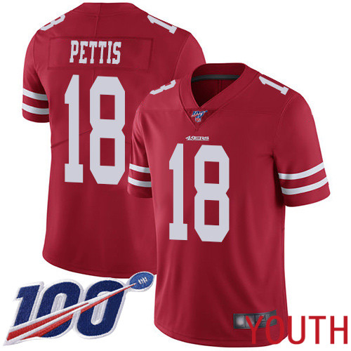 San Francisco 49ers Limited Red Youth Dante Pettis Home NFL Jersey #18 100th Season Vapor Untouchable